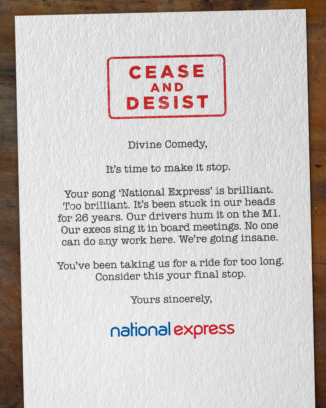 National Express: Cease & Desist